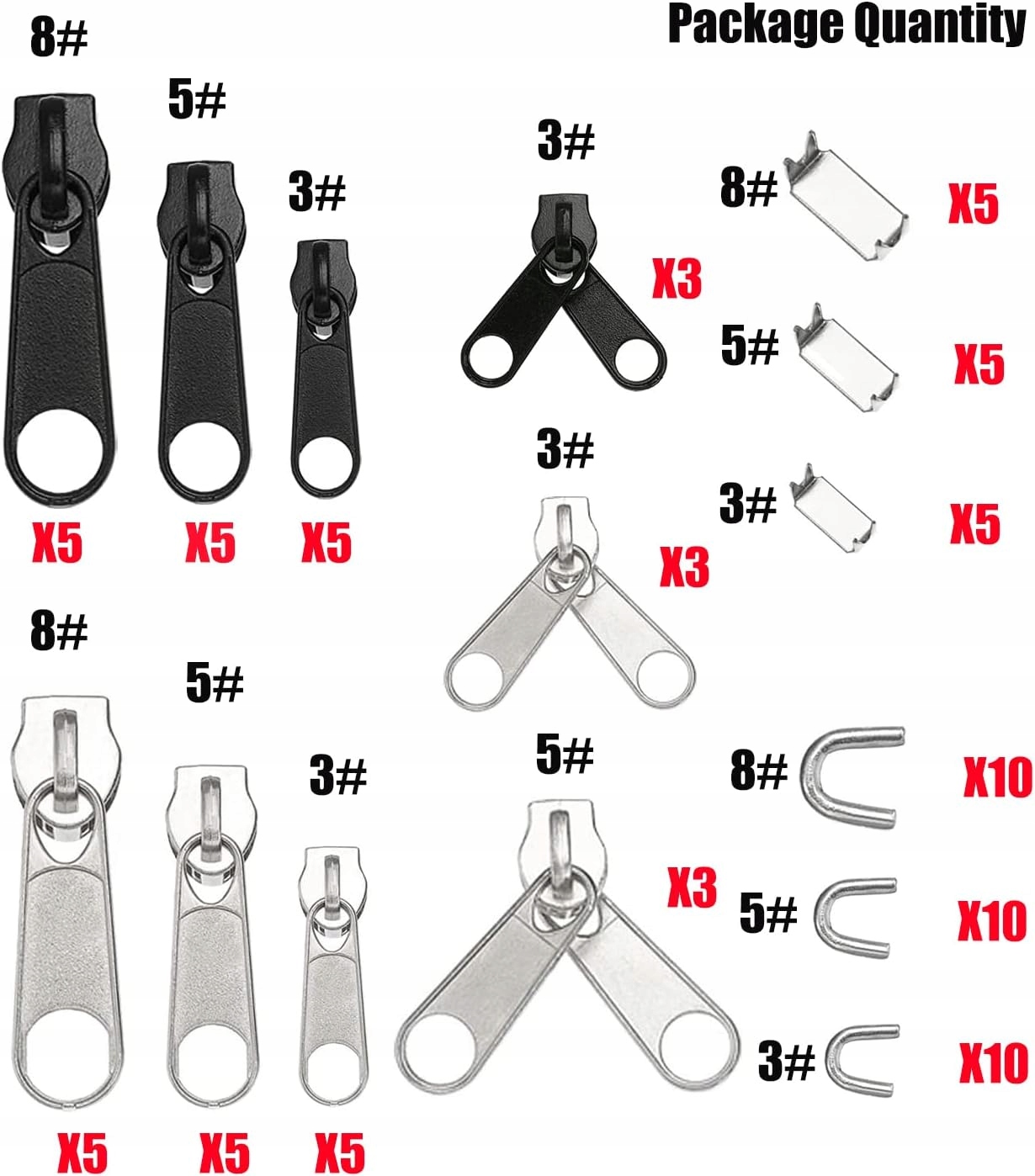 85 ZESTAW NAPRAWCZY SUWAKÓW DO NAPRAWY ZAMKÓW BŁYSKAWICZNYCH METALOWE Rodzaj zamka suwak