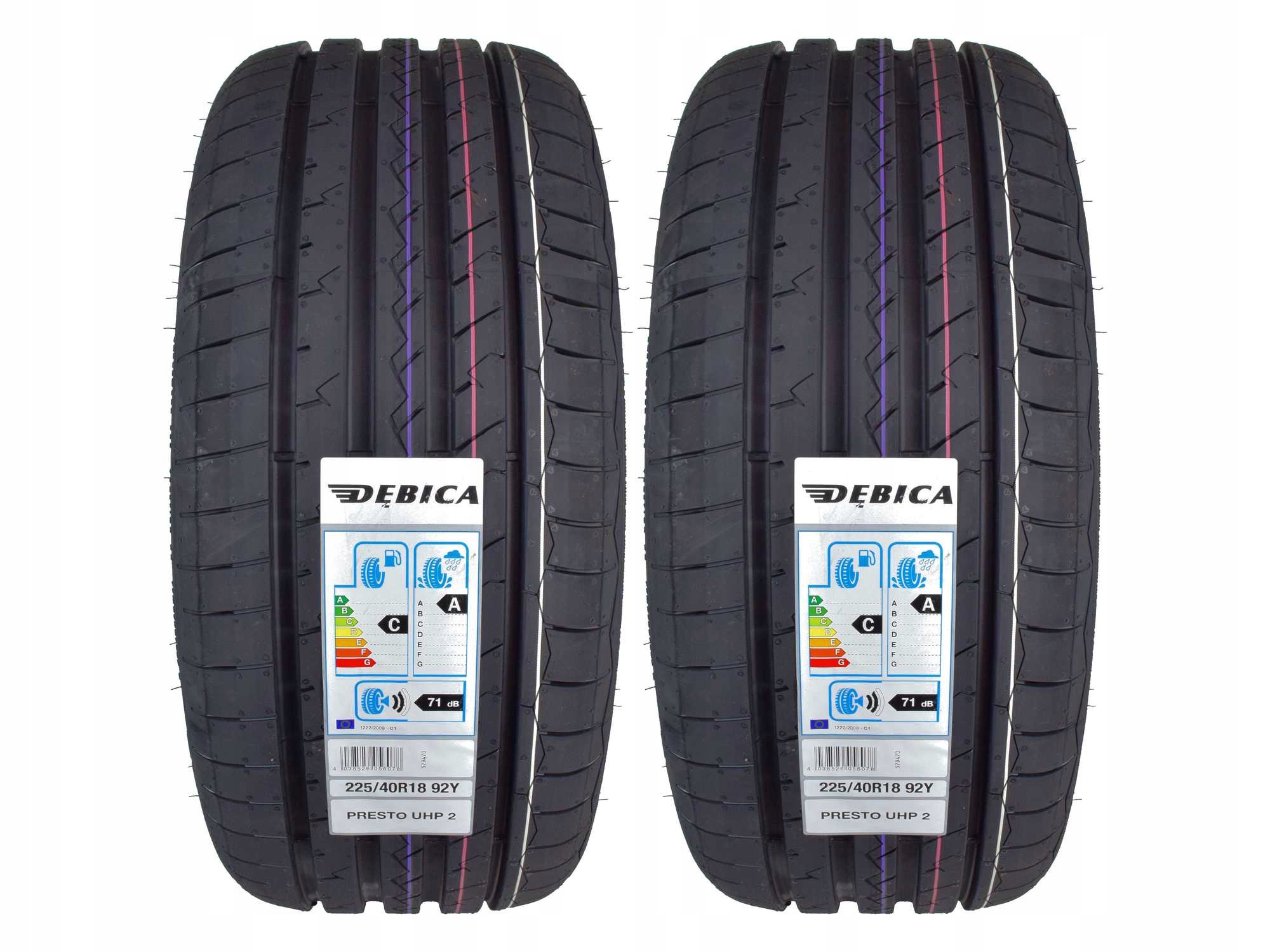 2 літні шини 225 / 40R18 Debica PRESTO UHP 2