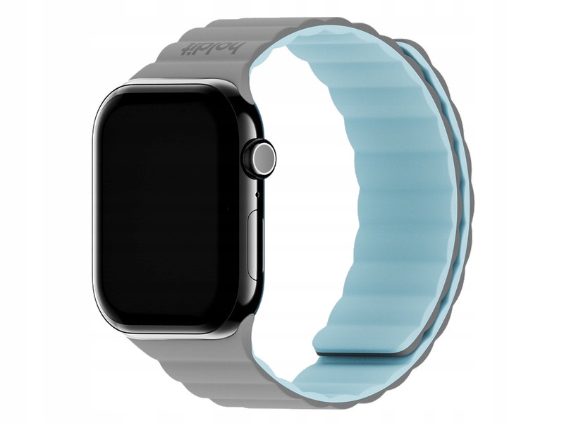Pasek Holdit Silicone do Apple Watch 4/5/6/7/8/9/10/SE Niebiesko-szary