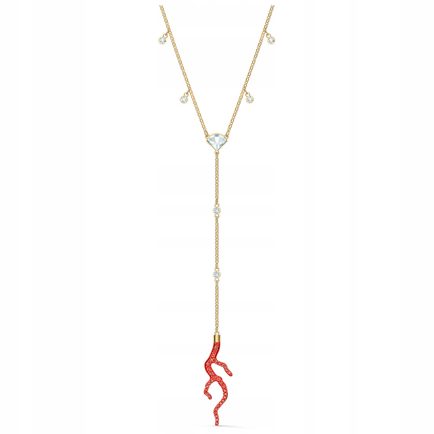 Náhrdelník Swarovski Shell Y Křišťál bílý Korál Ocel pozlacená, nastavitelný