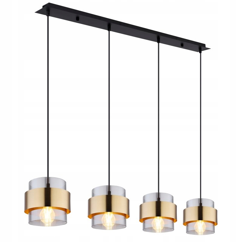 Závesná lampa Milley čierno-zlatá, 4xE27 60W, nastaviteľná