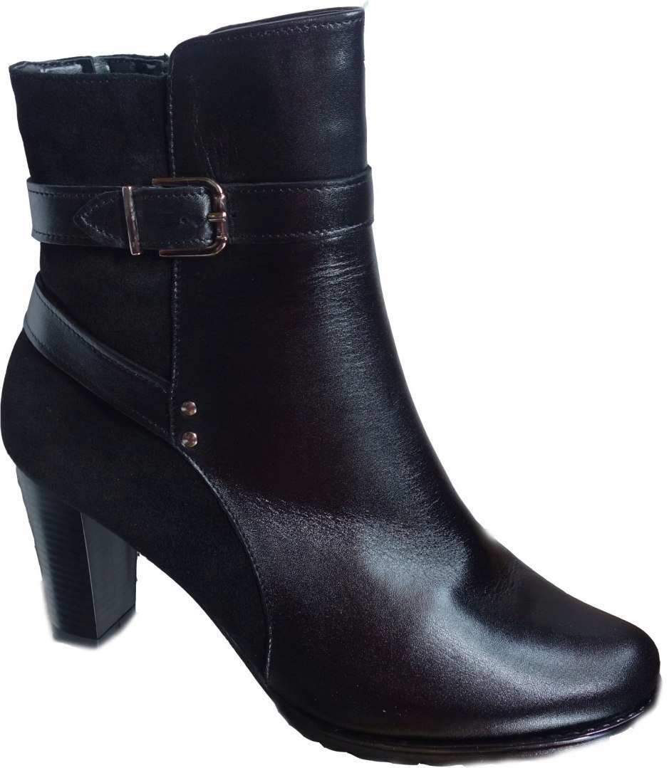 SKÓRZANE BOTKI szerokie tęgośc H OBCAS 9 CM 35