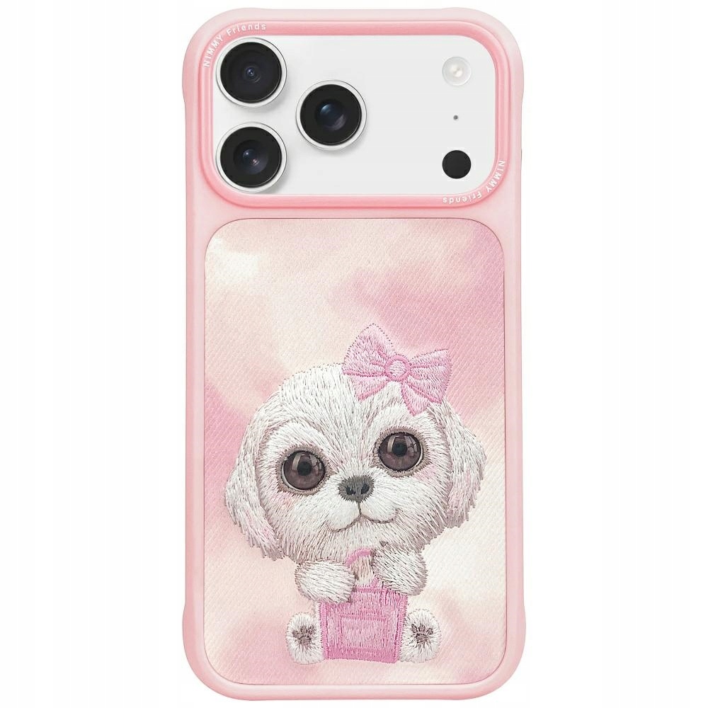 Pouzdro Nimmy Big Eyed Pet 2.0 Dog pro iPhone 17 Pro Max, růžové