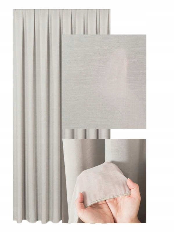 Záclona do obývacího pokoje Záclony hotové se všitou páskou Wave Teplá šedá 210x190