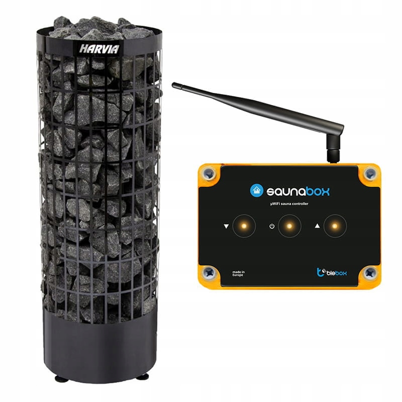 Sada do sauny Pec Harvia PC90E 9kW Black Steel Ster. SaunaBox WiFi Pro