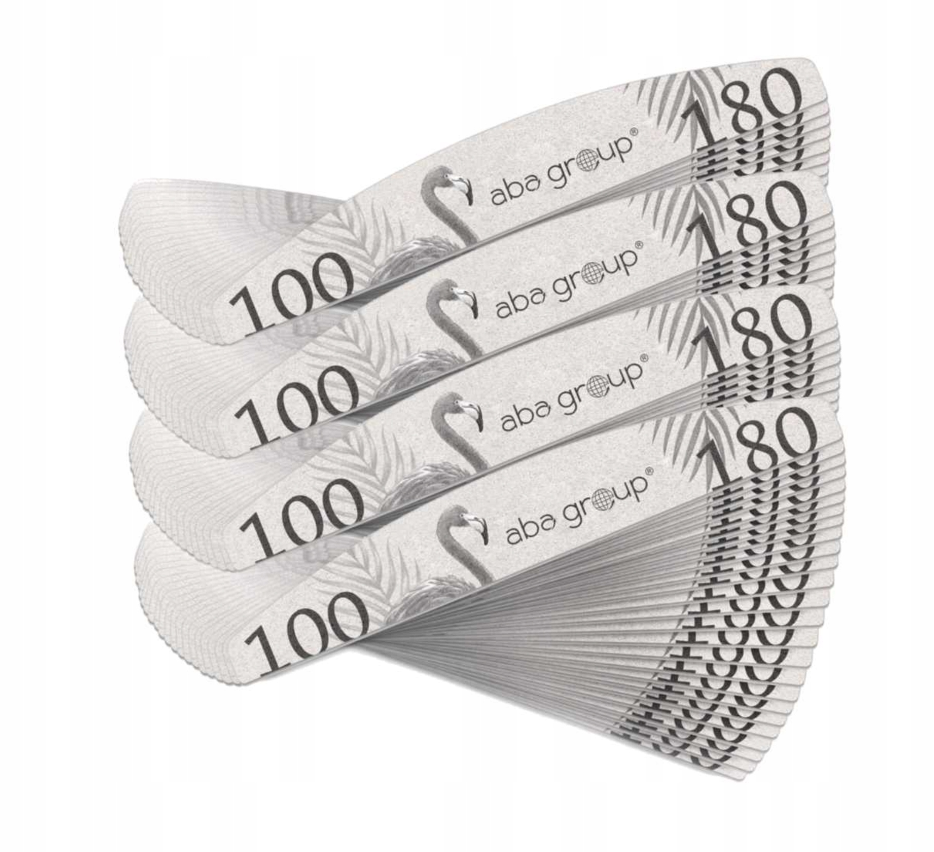 100x Profesjonalny Pilnik Do Paznokci Aba Łódka Półksiężyc Gradacja 100/180