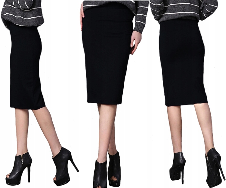 

Dzianinowa tuba Czarna spódnica Ołówkowa Midi M