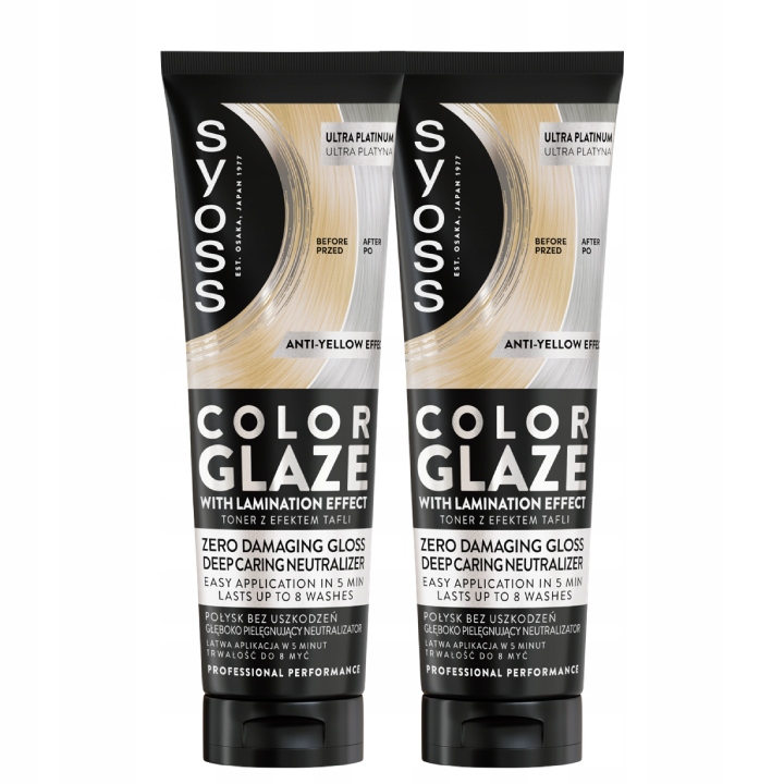 Syoss Color Glaze Toner Ultra Platina proti žlutým tónům Leští 2ks