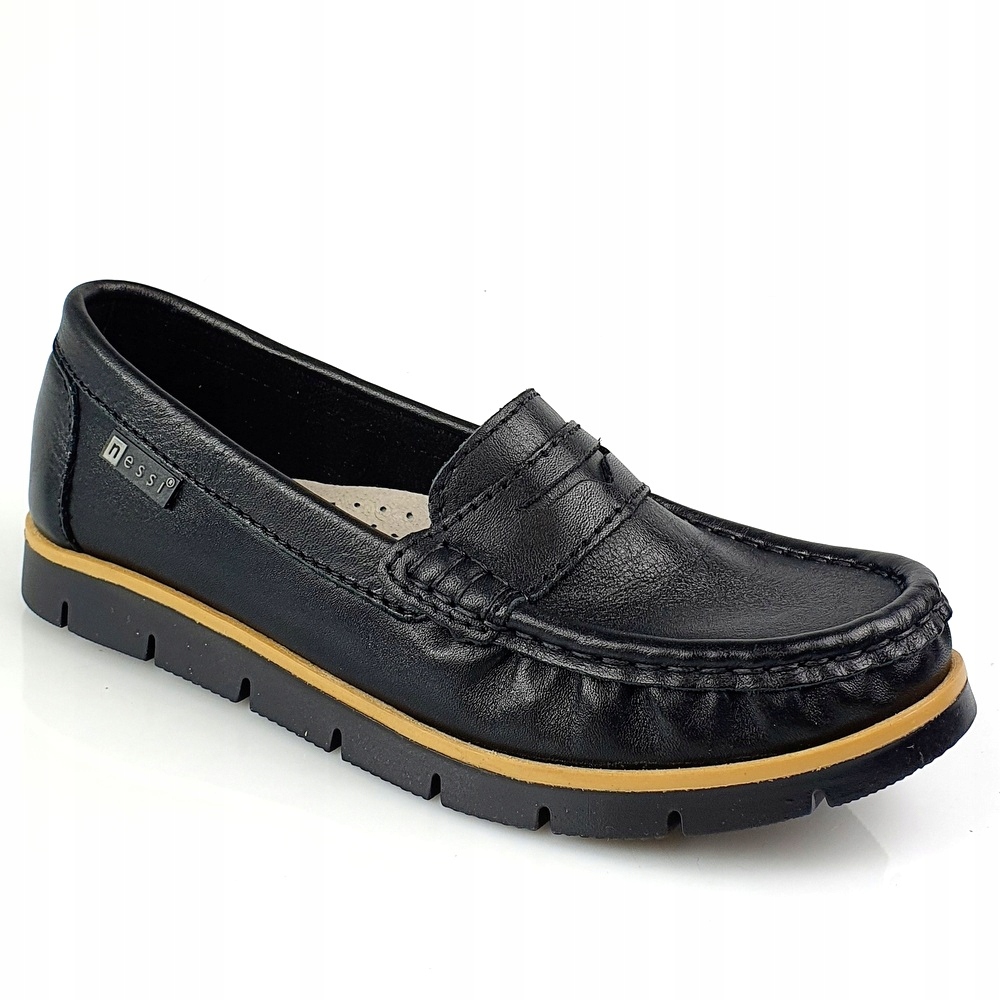 Nessi 76506 765 mokasyny czarne skóra lico 39