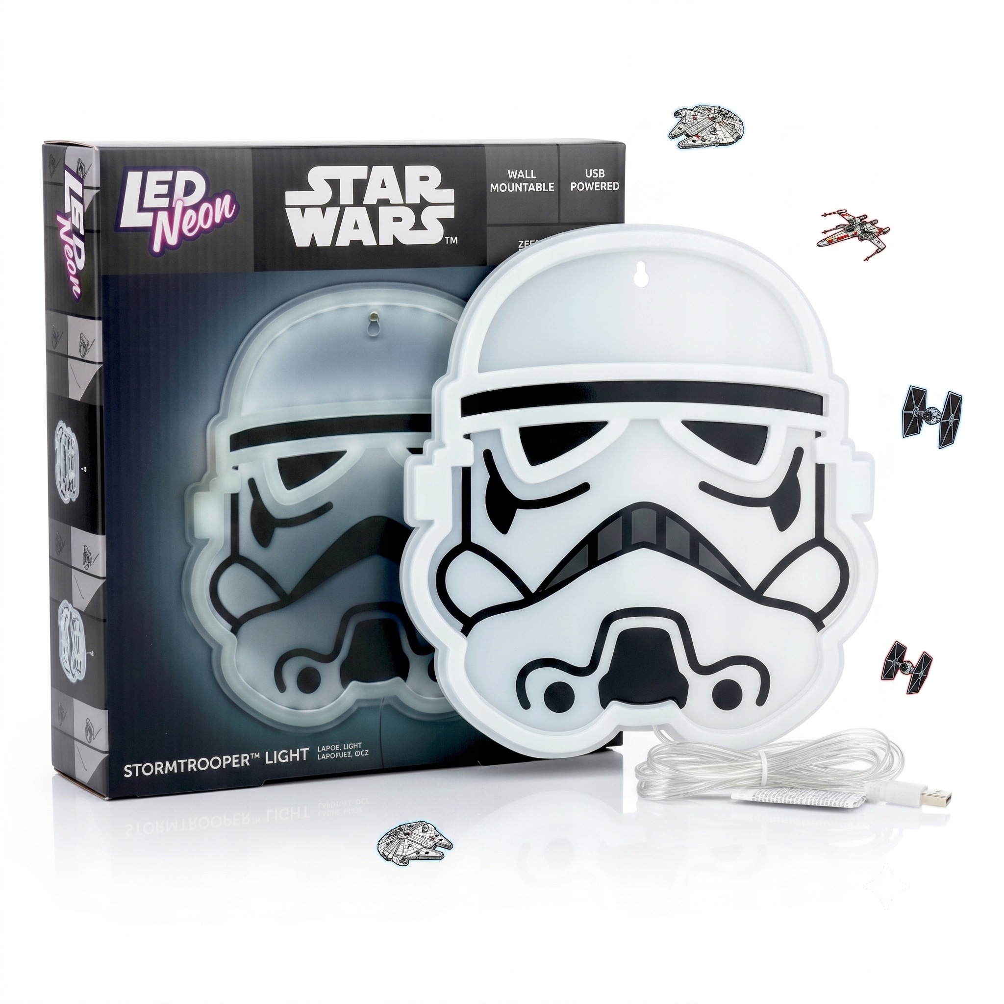 Neon Led Star Wars Stormtrooper lampka ścienna Paladone 25 cm Usb dekoracja