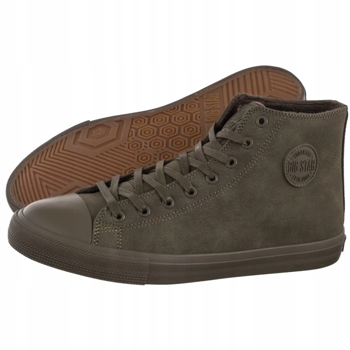 Buty Męskie Trampki za Kostkę Big Star Khaki OO174250 Zielone