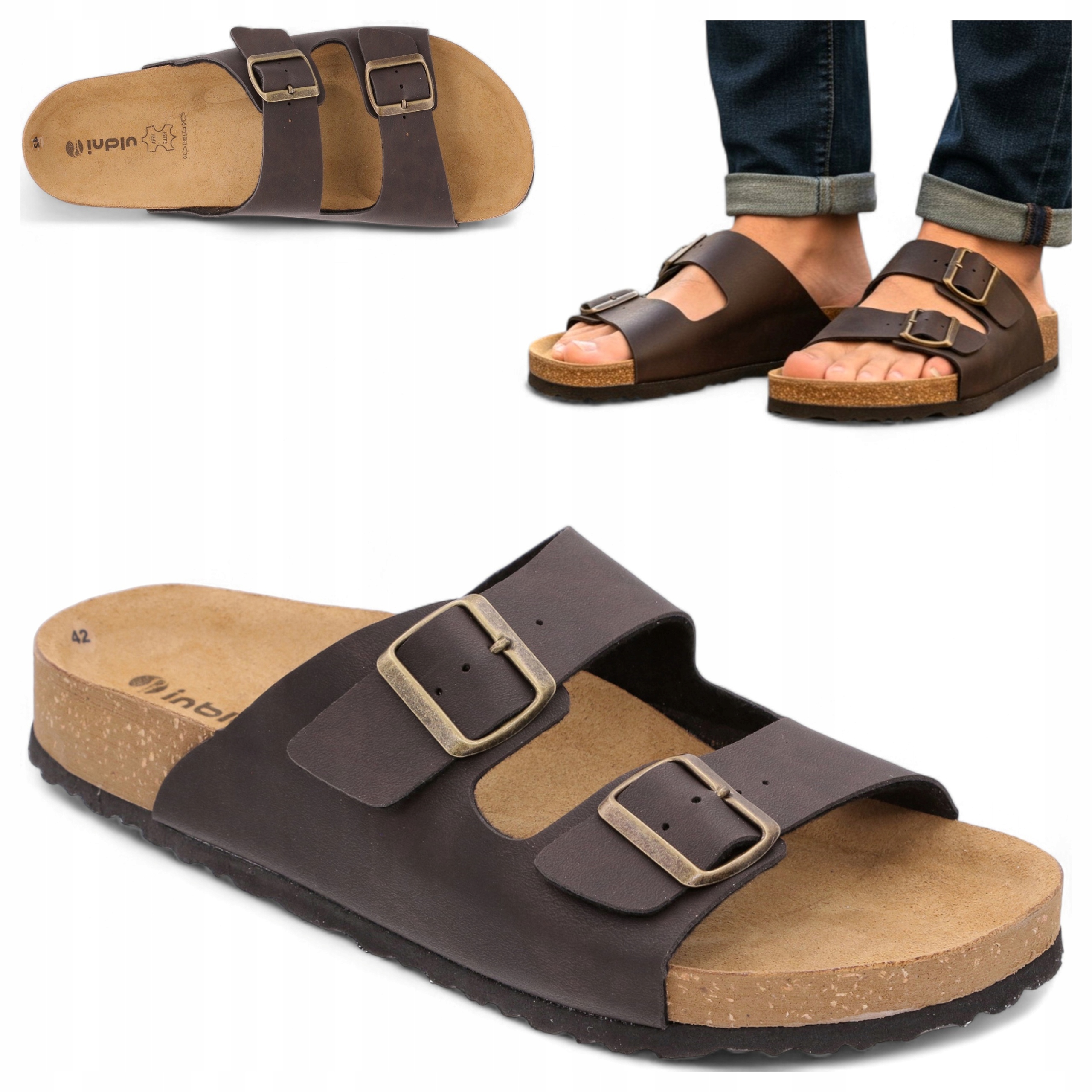 Klapki Męskie Korkowe 44 Ogrodowe Zdrowotne Inblu Profilowane