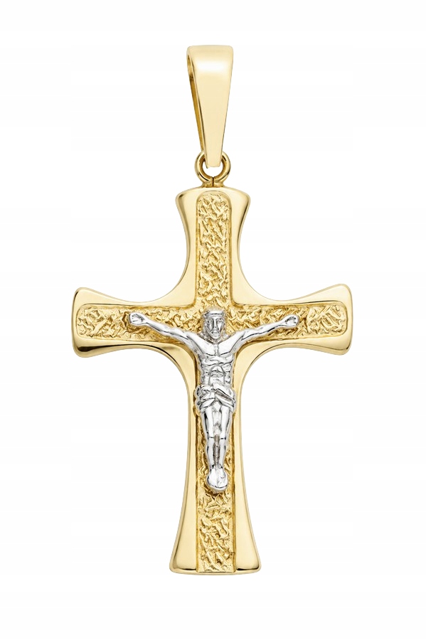 Złoty Krzyżyk Jezus z Białego Złota pr 585