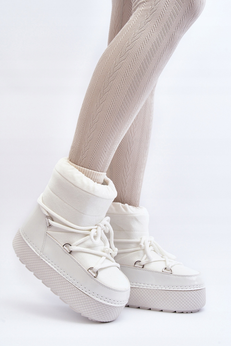 ŚNIEGOWCE DAMSKIE NA MASYWNEJ PODESZWIE Z WIĄZANIEM BIAŁE 37/38 Stan opakowania oryginalne