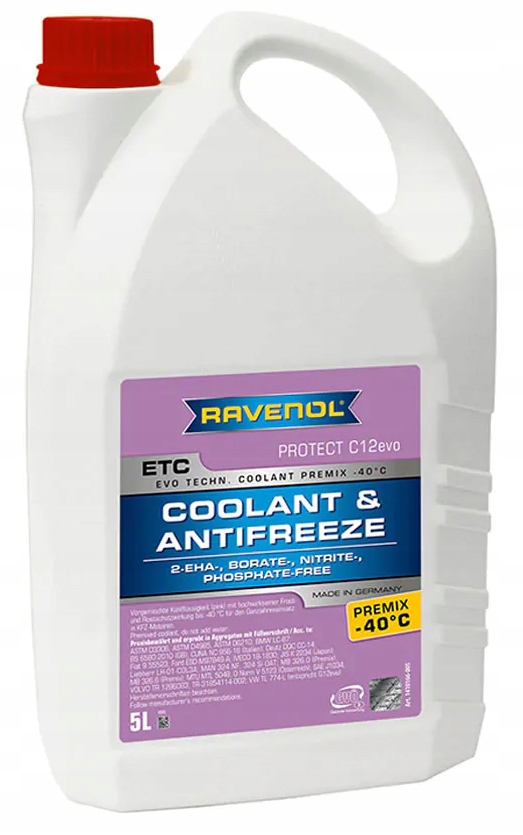 Ravenol Etc Coolant Antifreeze C12evo Premix -40°C Płyn Do Chłodnic 5L