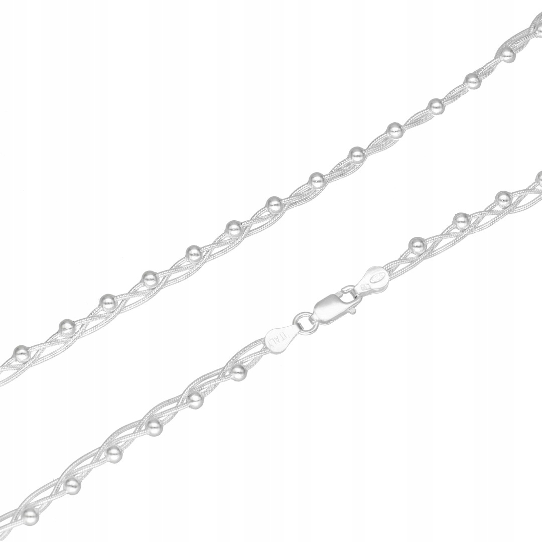 Řetízek pletený s kuličkami stříbro 13.20 g, 45 cm, 4 mm