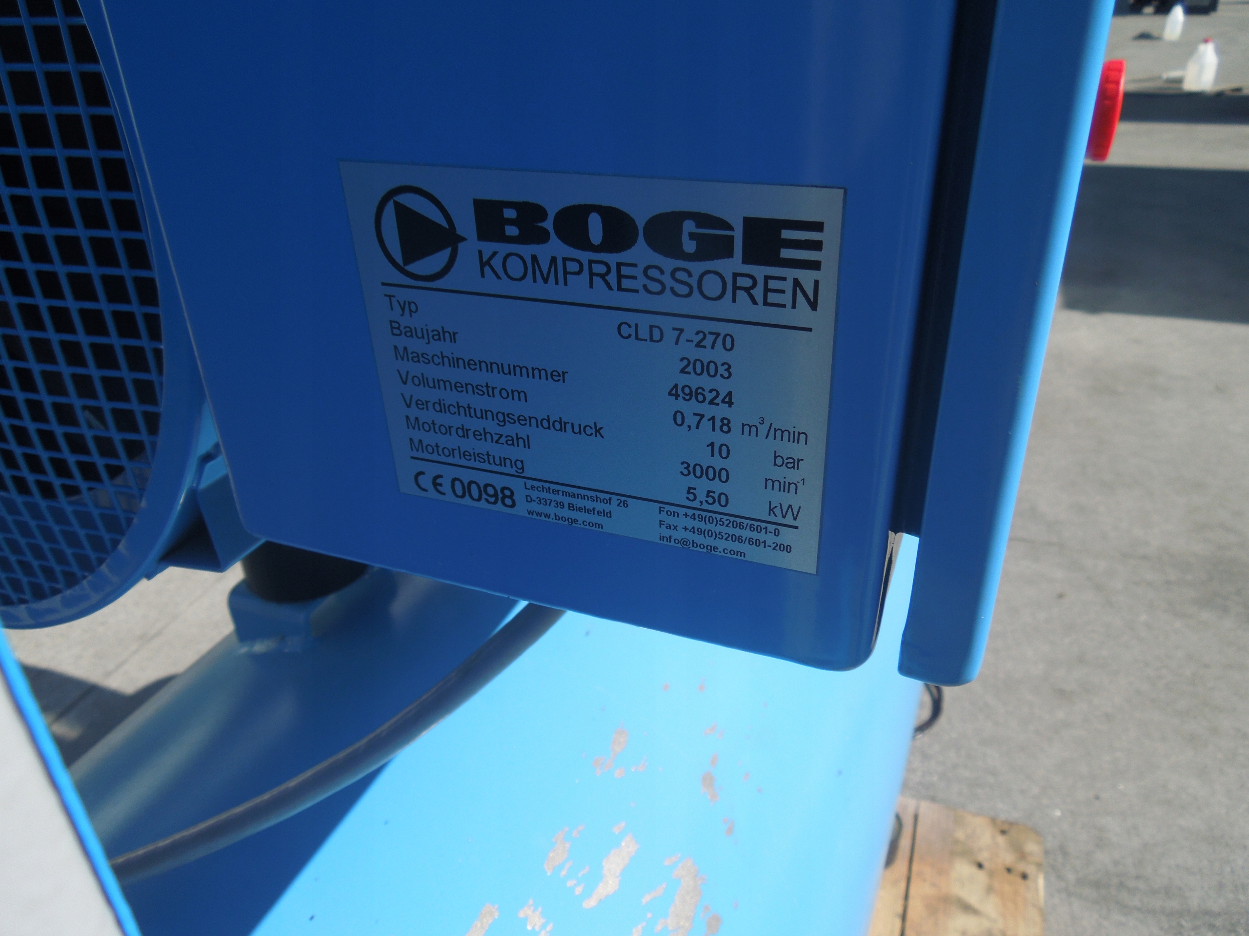 KOMPRESOR ŚRUBOWY BOGE CLD7 5,5KW Marka Boge