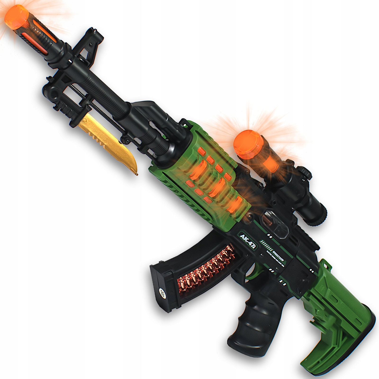 PISTOLET KARABIN AK47 ZABAWKA BROŃ DLA DZIECI ŚWIATŁO DŹWIĘK NA BATERIE Marka Ohzabawki