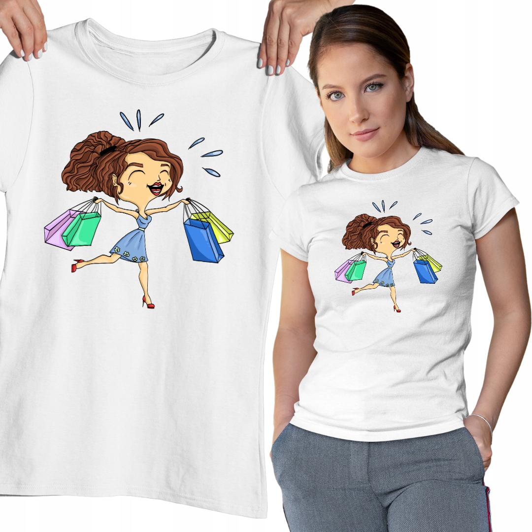 KOSZULKA DAMSKA FAJNY PREZENT ZAKUPY Kolor niebieski