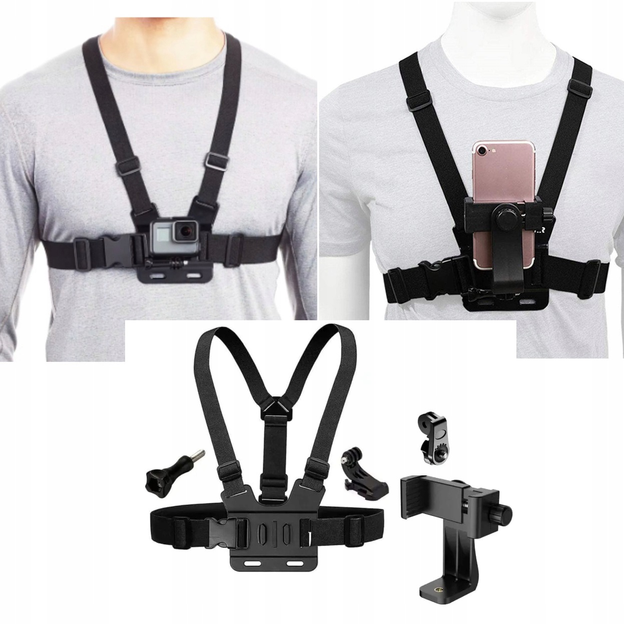 Szelki Uchwyt Na Kamerę I Telefon Zestaw 5w1 Uprząż Na Gopro Dji Action