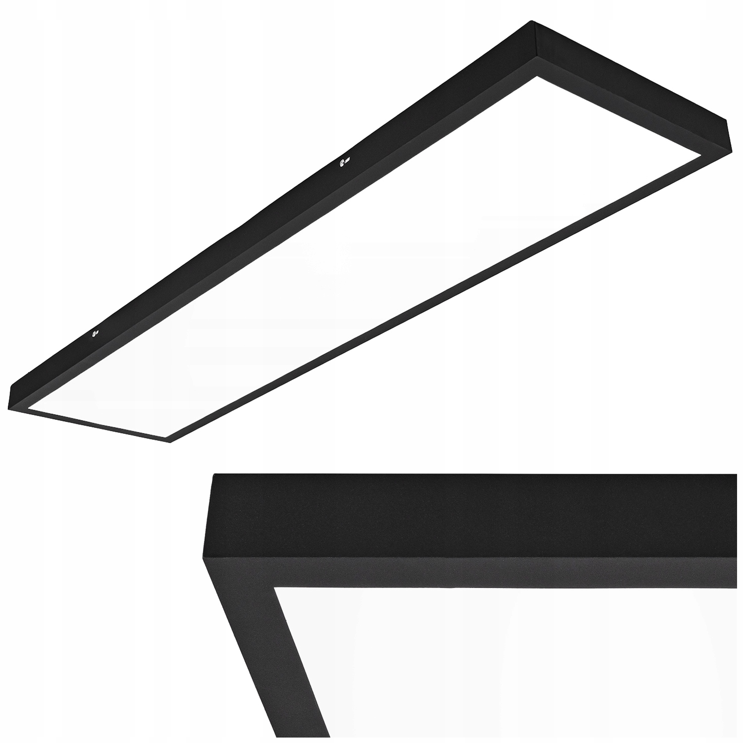 Panel sufitowy Led Lampa Czarna plafon duży Prostokąt 120x30 do biura Salon