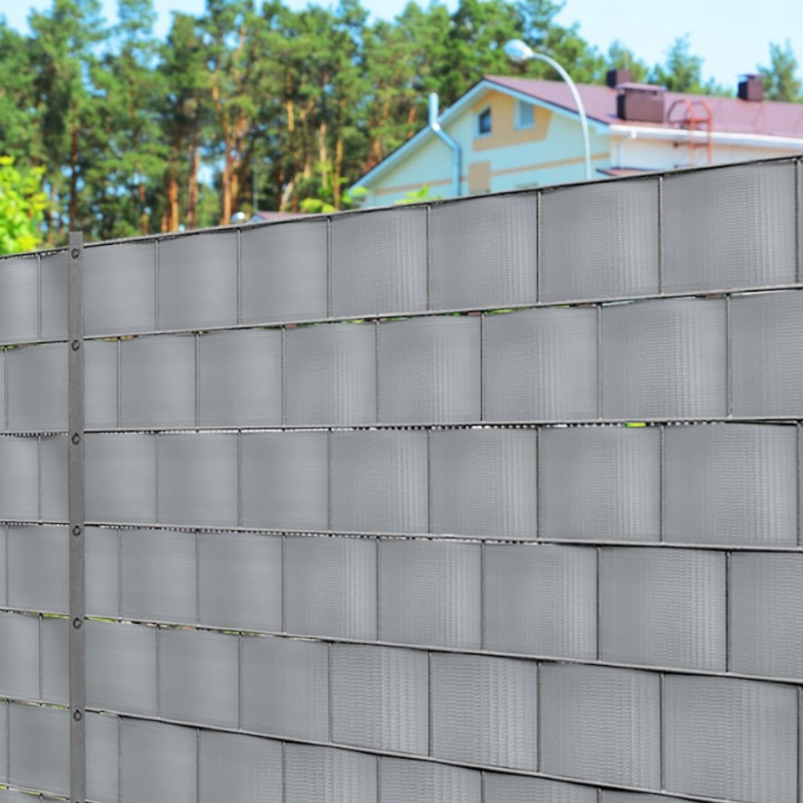 TAŚMA OGRODZENIOWA JASNOSZARA 19x35m OSŁONA NA OGRODZENIE PANELOWE PŁOT +UV Długość 35 m