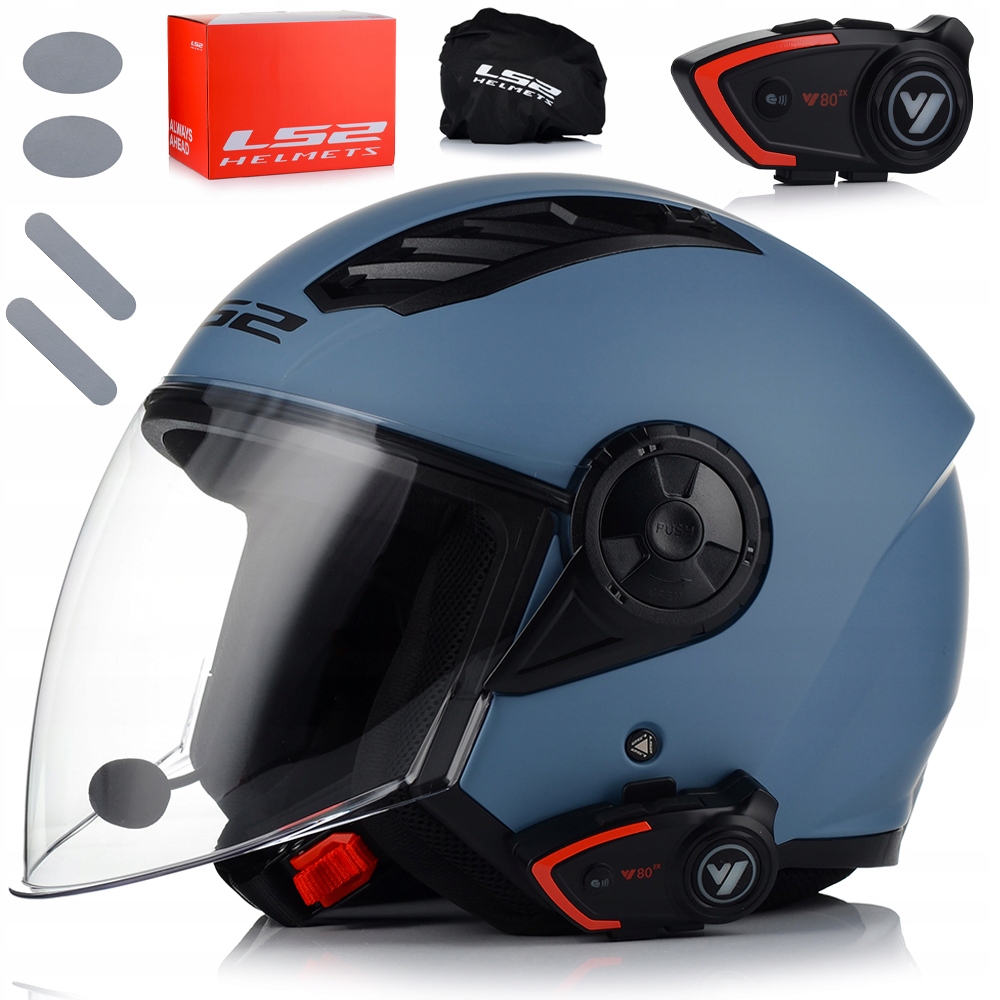Otvorená Motocyklová Prilba LS2 OF616 II Misty Blue Bluetooth Interkom