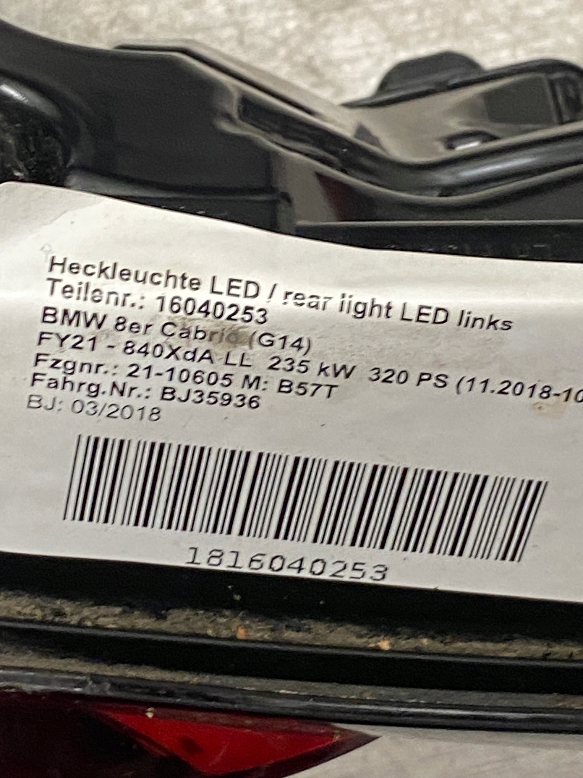 trunk door boot BMW 8 G14 CABRIO colour C36