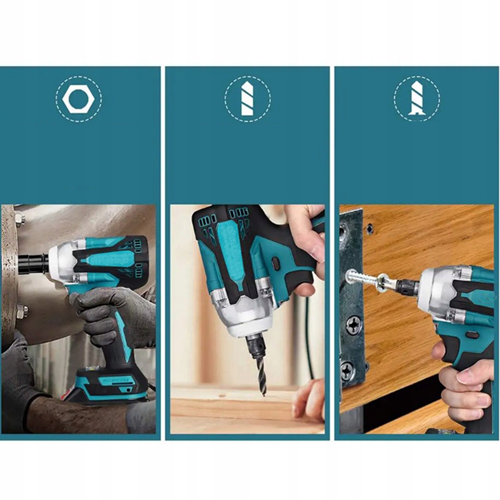 MOCNY AKUMULATOROWY KLUCZ UDAROWY BEZSZCZOTKOWY 650Nm + BATERIA 18V 3 SZT Moc 1280 W