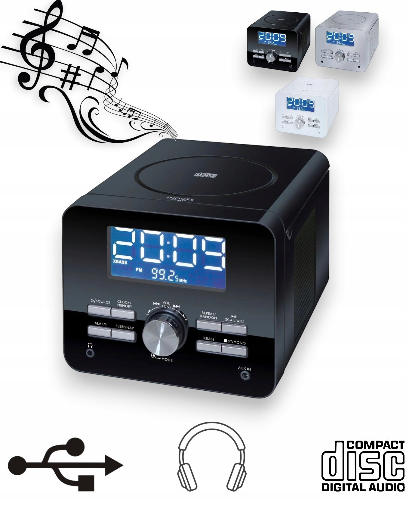 RADIO KUCHENNE RADIO ODTWARZACZ CD MP3 BUDZIK