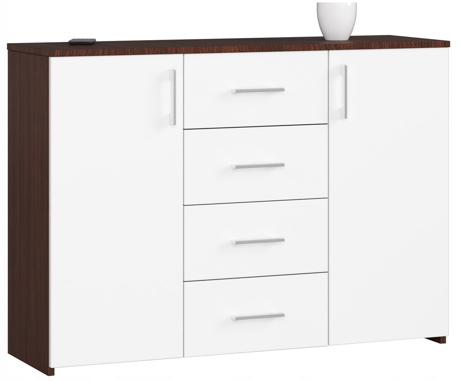 Komoda skrinka K45 110cm 4 zásuvky wenge-biela Akd