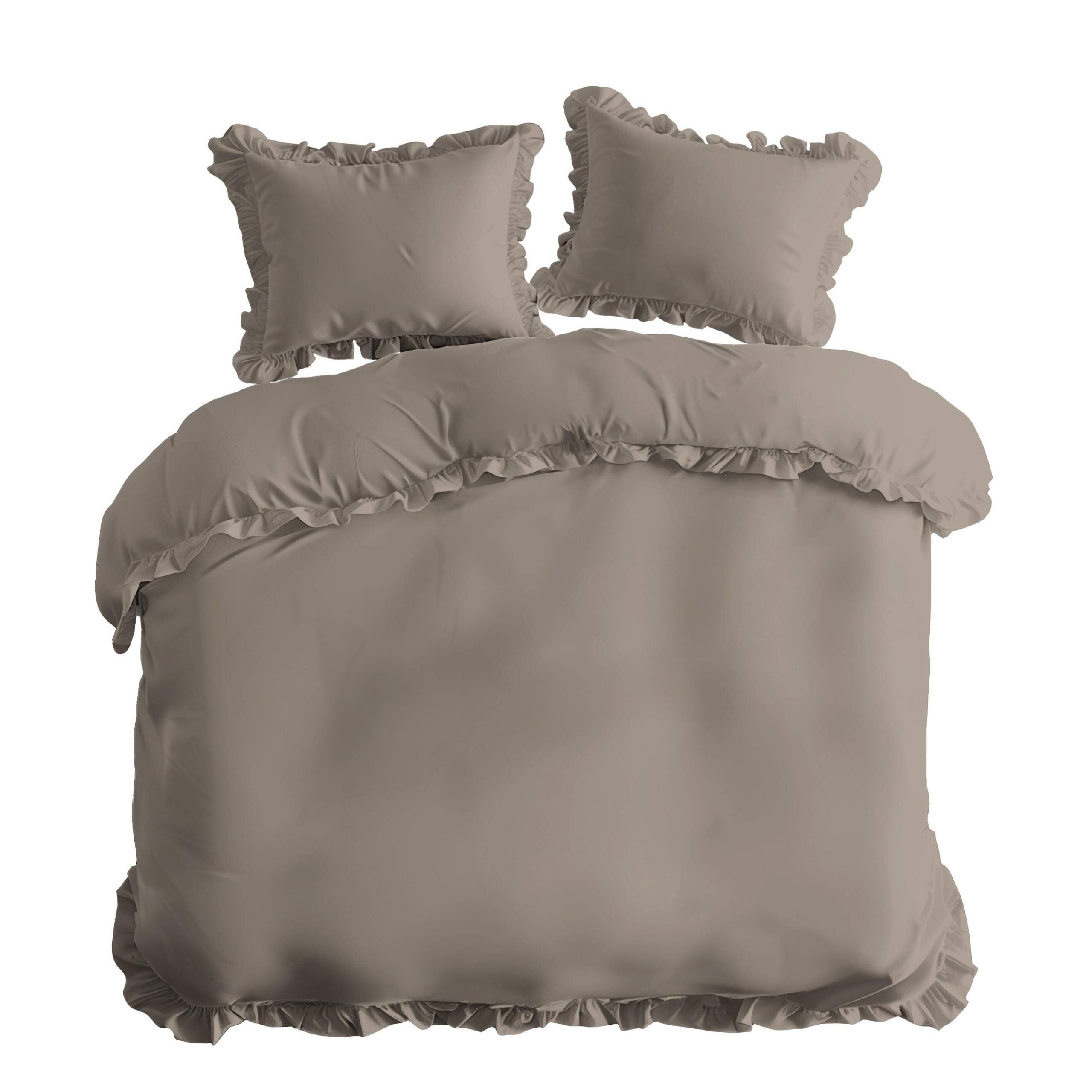 Povlečení 160x200 taupe jednobarevné s volánkem Pure