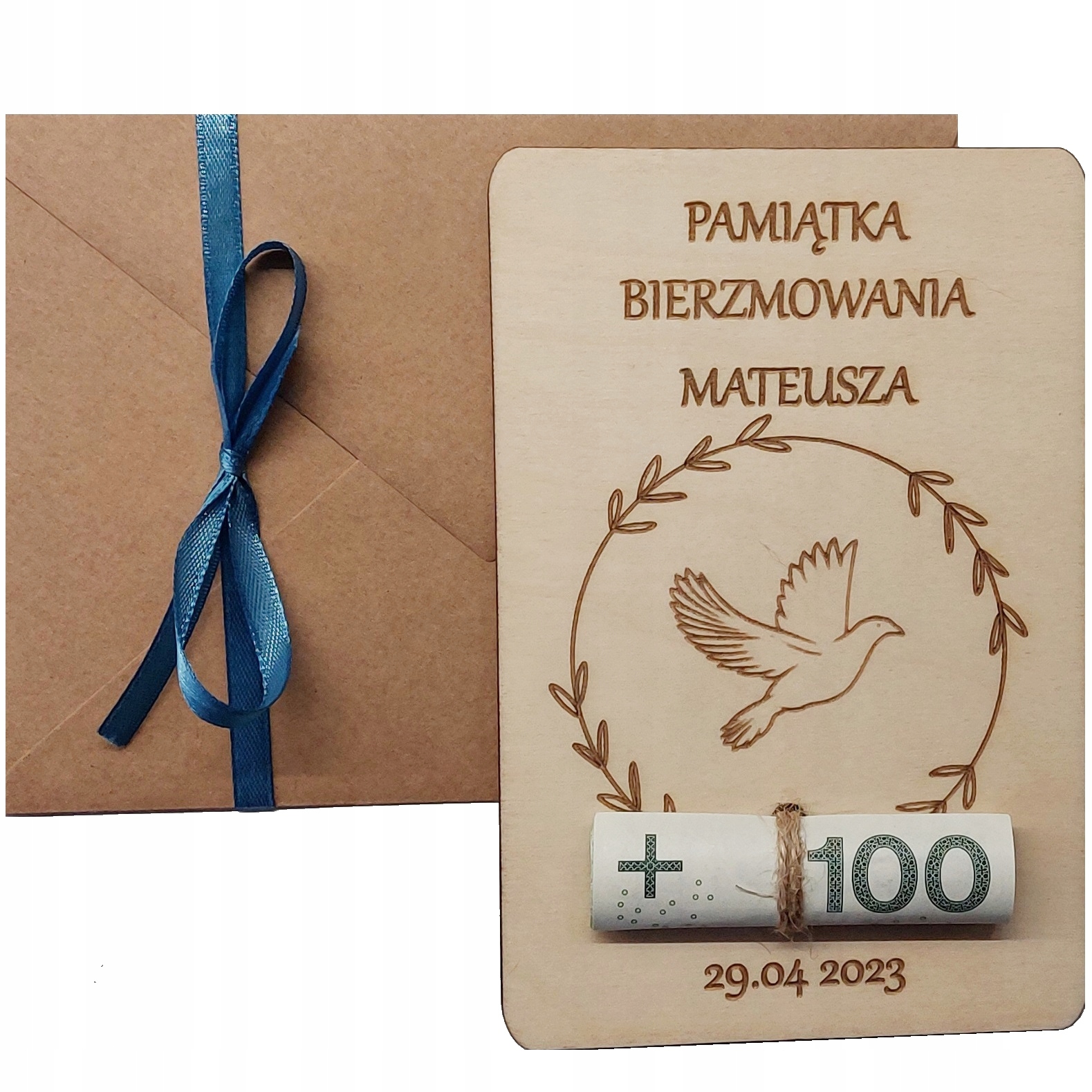 Dárek K Biřmování Dřevěná Kartička, Suvenýrová Tabulka S Gravírováním