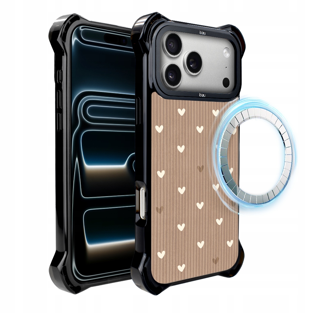 Pouzdro pro iPhone 17 Pro Ibizu DropGuard Ultra s MagSafe, Boho, Pudrová srdíčka