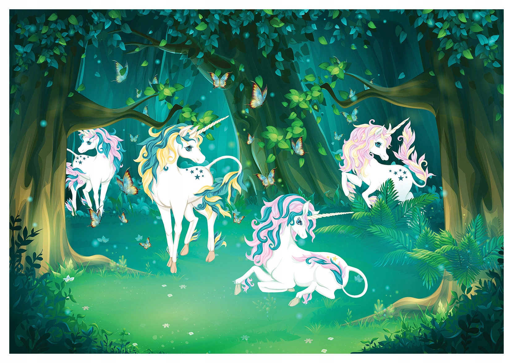 Fototapeta Jednorožce v čarovnom lese vinylová 460x300 lepidlo