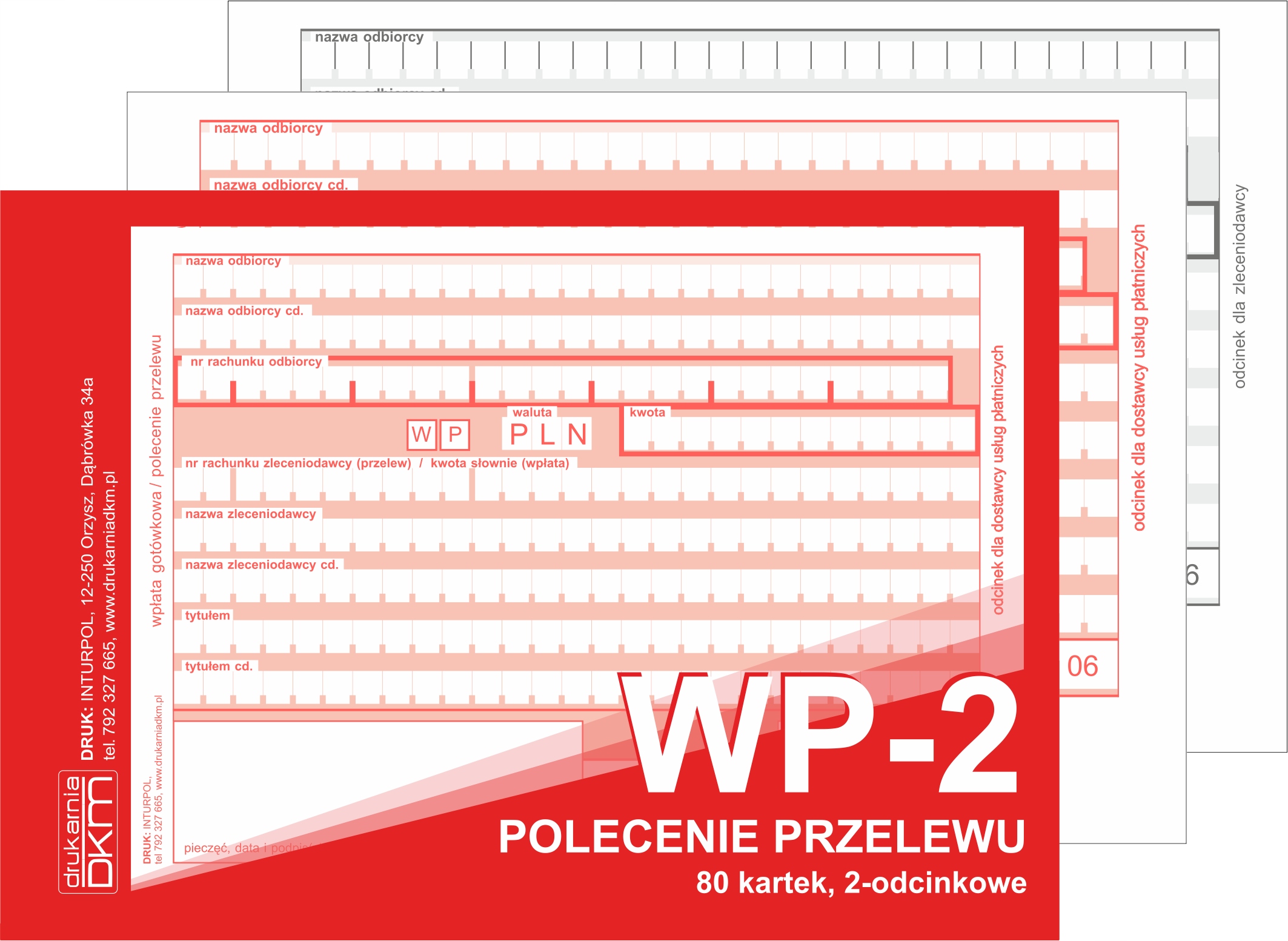 

Polecenie Przelewy druk wpłaty A6 80k. 1+1 100szt.