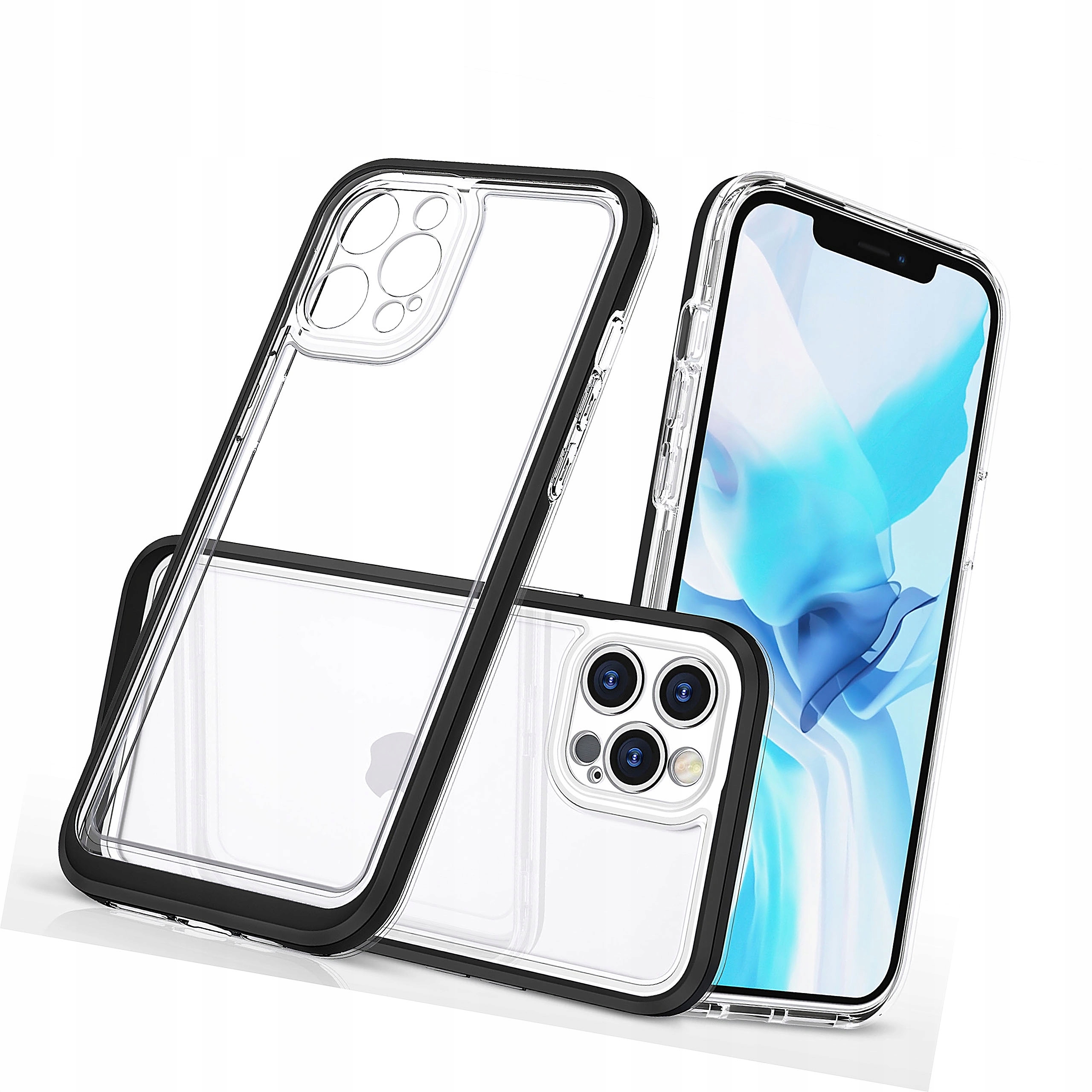 Clear 3in1 etui do iPhone 12 Pro żelowy pokrowiec z ramką czarny