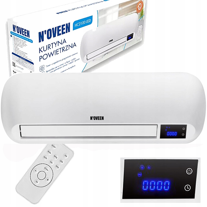 Kurtyna powietrzna elektryczna grzewcza N'oveen grzejnik HC2100 pilot 2000W
