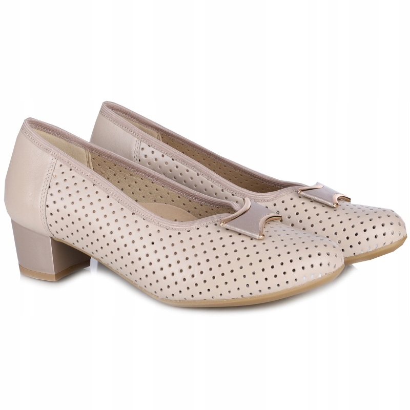 Dámské ažurové lodičky Aspena KX-2913/FLEX4010 K12/S62 ecru Kůže VEL.41
