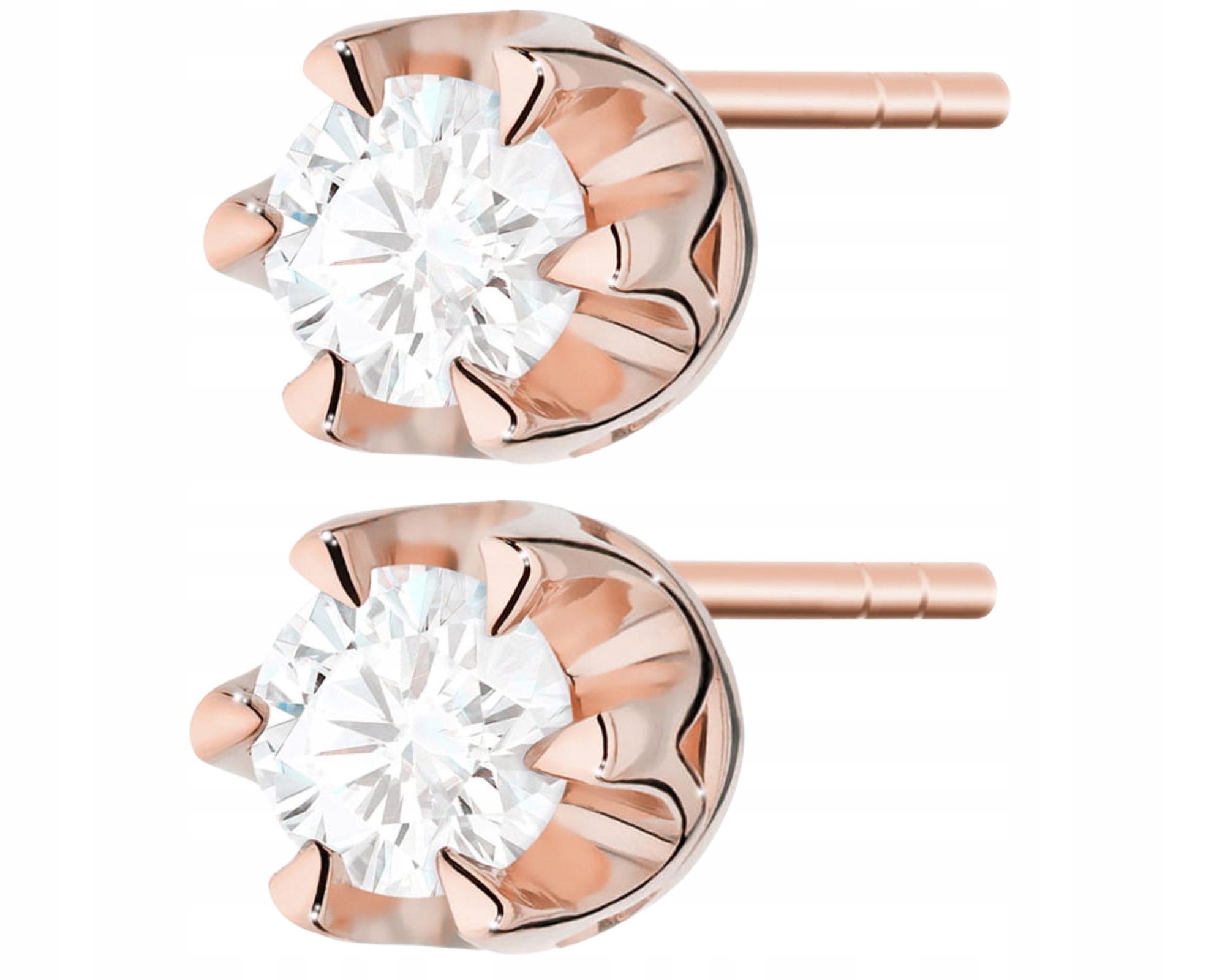 Růžové Zlato Náušnice S Laboratorním Diamantem Na Tyči Zlato 585