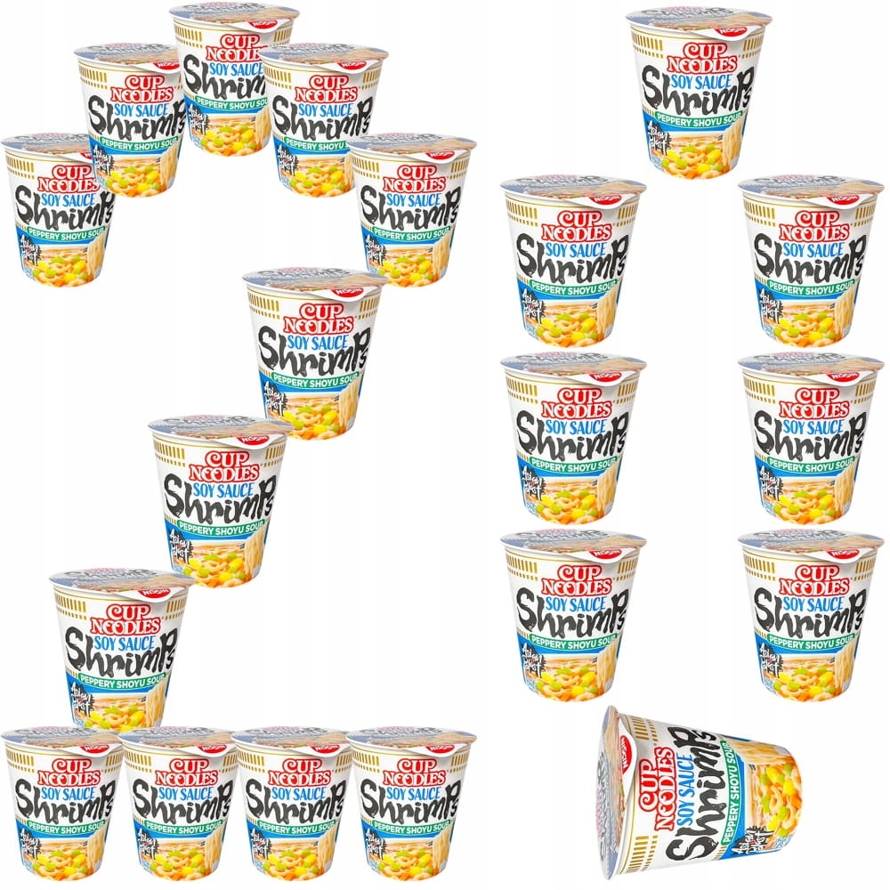 20x Zupka Błyskawiczna Makaron Instant Smak Krewetki Shoyu Kubek 63g Nissin