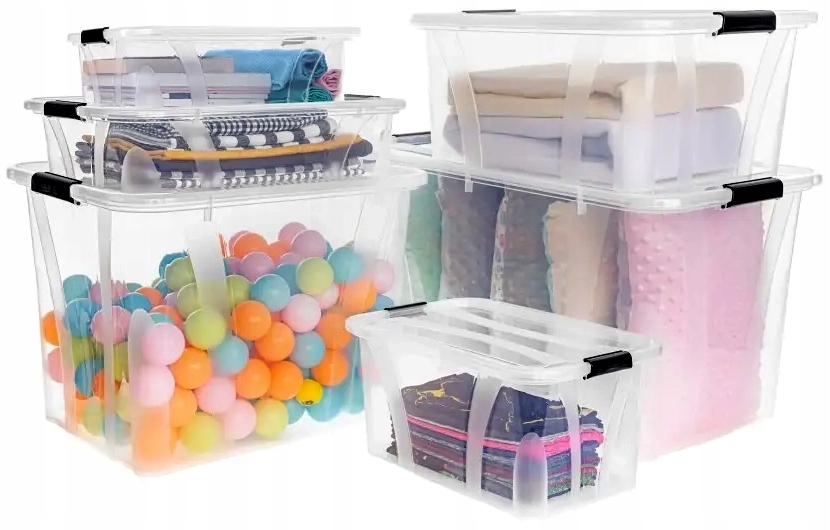 KON-PLAST - Műanyag játéktároló - ROBUSZTUS - kosár doboz - 32 L Szín átlátszó