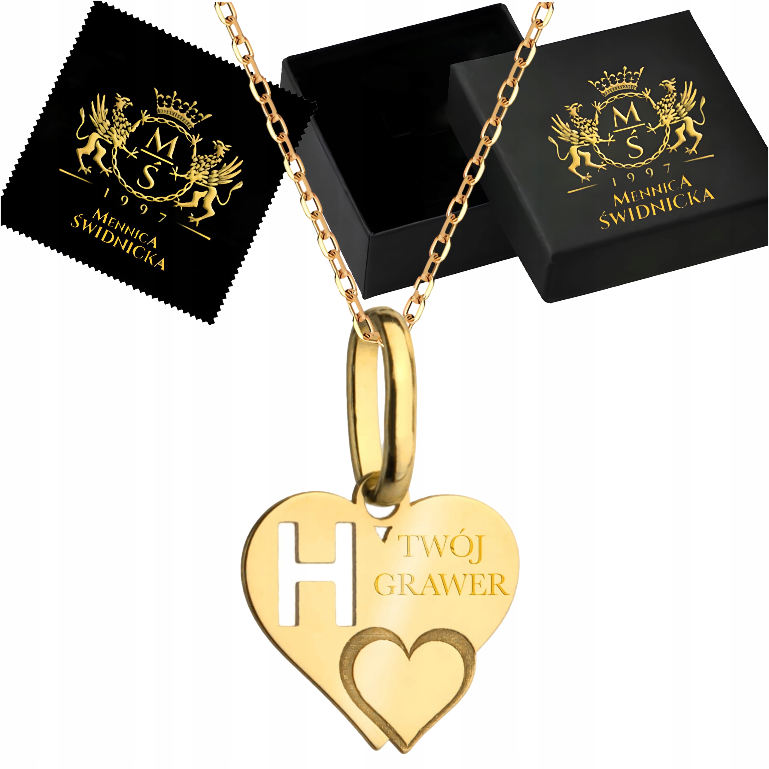 Zlatý Řetízek Ankr Zlatý přívěsek Srdce Písmeno H Zlato 585 Gravírování