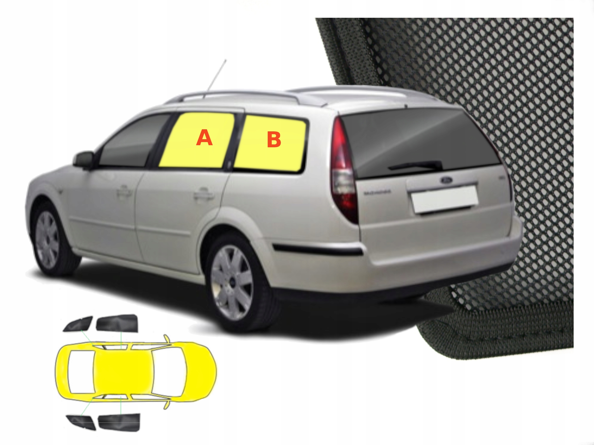 Záclony určené pro Ford Mondeo MK3 kombi-4ks