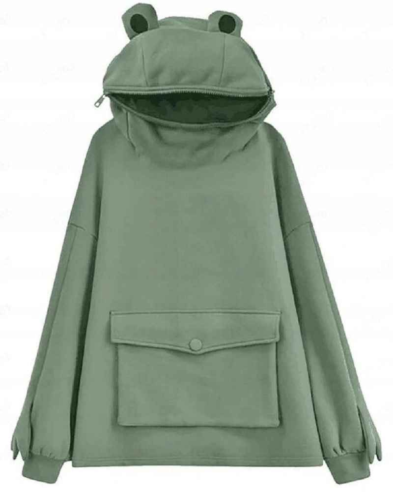 BLUZA ŻABA CIEPŁA Z DŁUGIM RĘKAWEM Z KAPTUREM