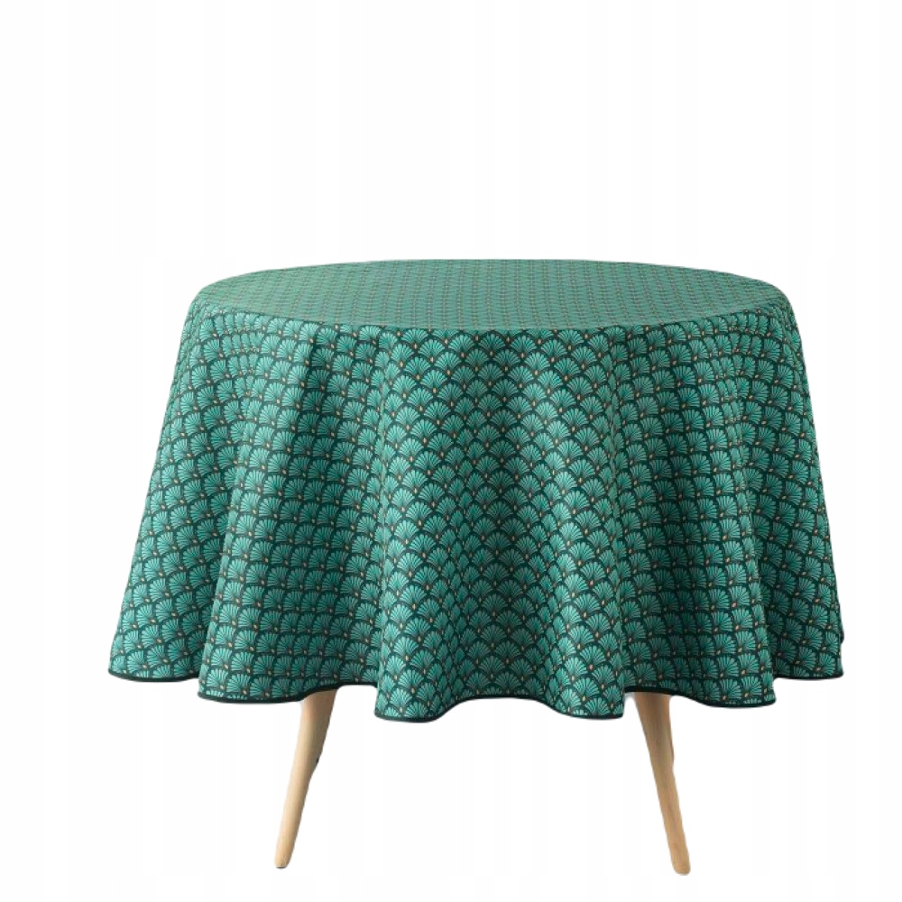 

Obrus okrągły Ø180 cm, zielony czarny wzór boho