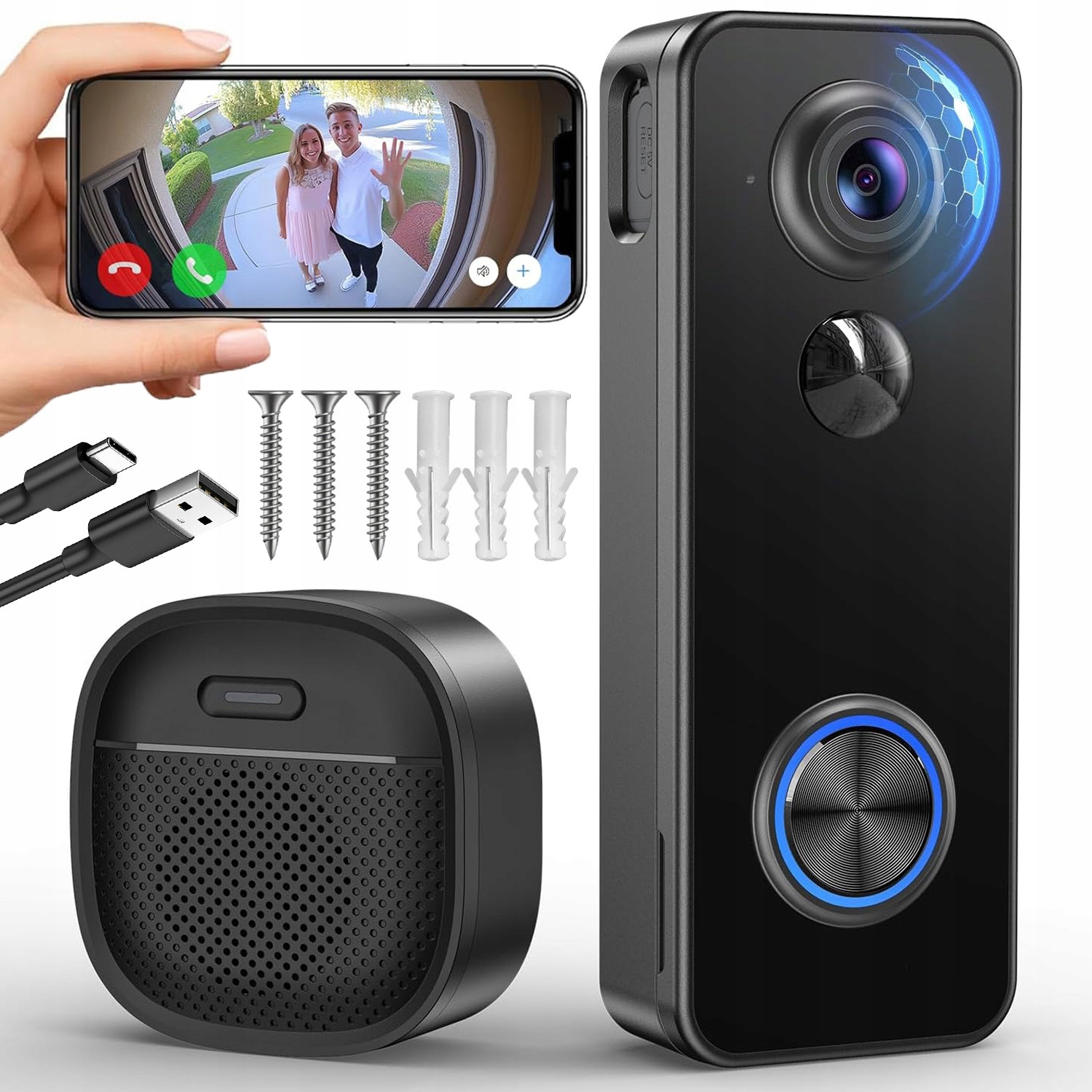 2K Videotelefon Wifi Zvonek Kamerou Bezdrátový Wifi Smart Dálkový Náhled