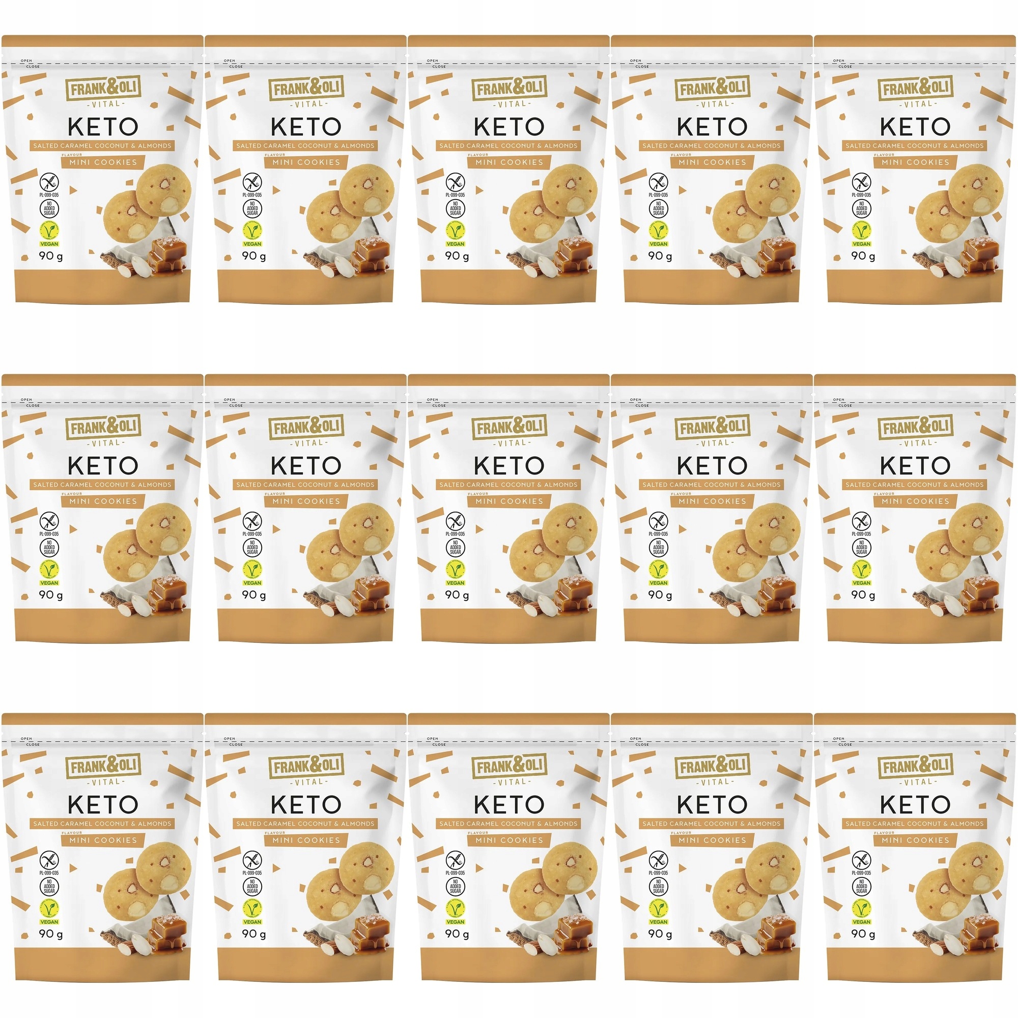 Zestaw ciasteczek Frank&Oli Mini ciasteczka Słony Karmel, Kokos i 15 szt.