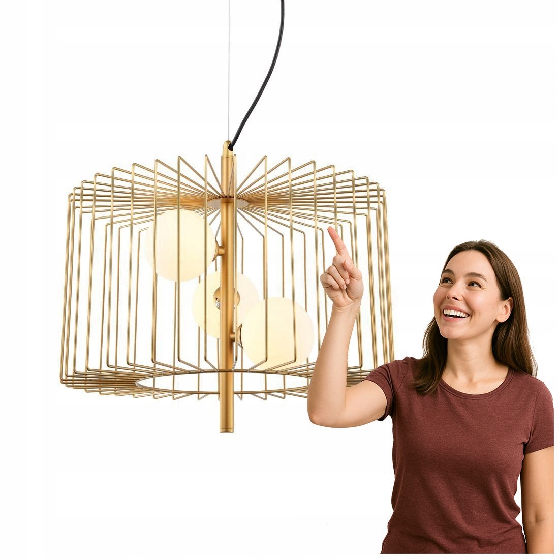 Štýlová závesná lampa Daren Zlatá, 3 zdroje svetla Italux