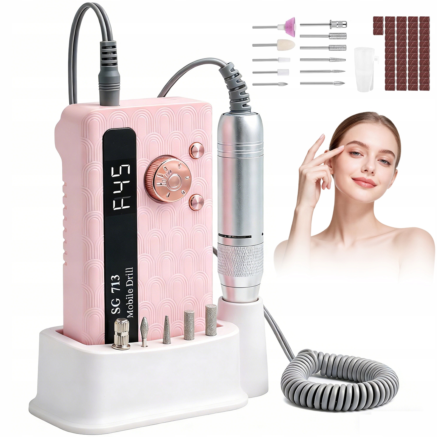 Elektrická Bruska Na Nehty S Led Displejem 45000 Ot/min Usb